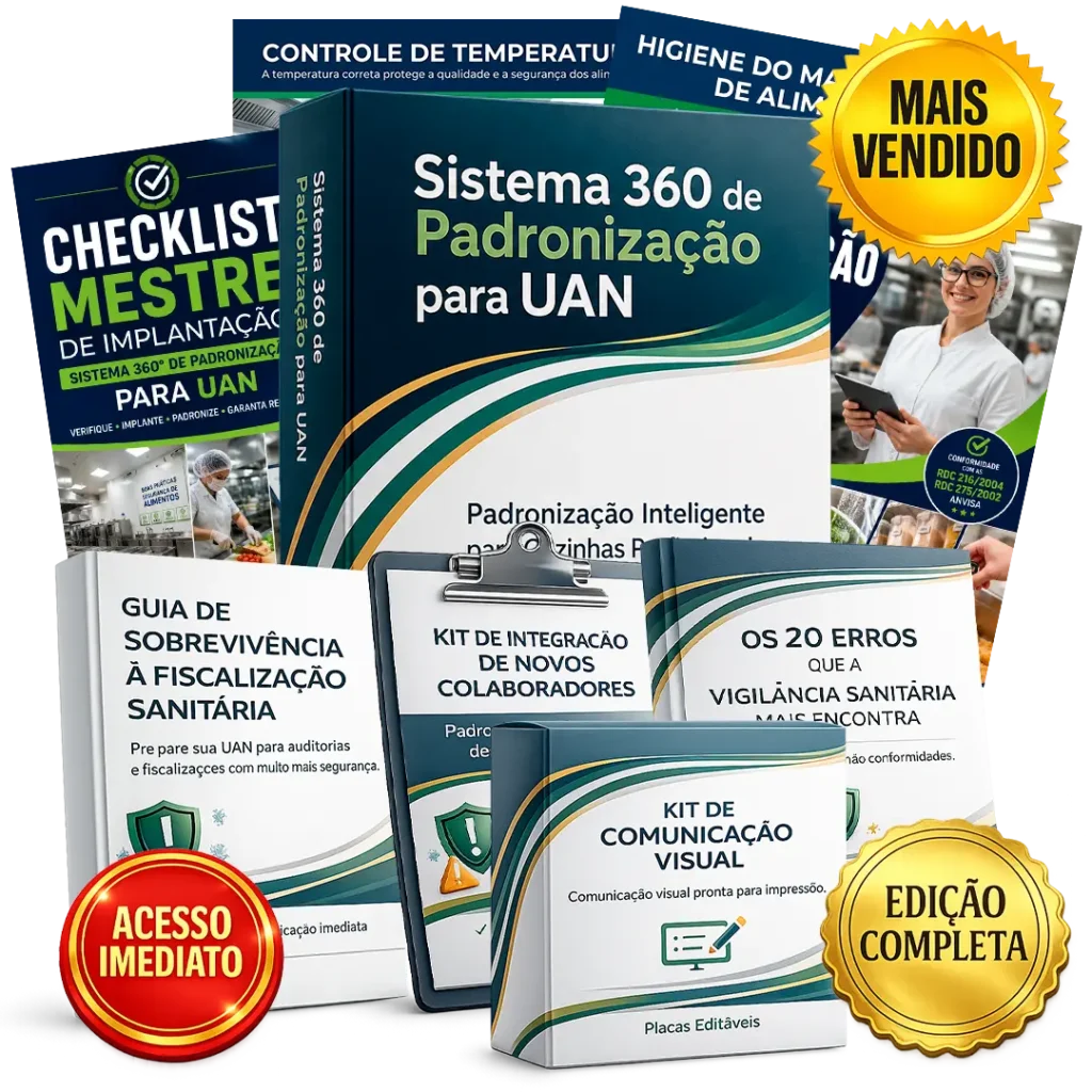 Mockup com todos os materiais do Sistema 360 de Padronização para UAN